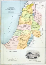 Kanaan som det var uppdelat mellan Israels tolv stammar